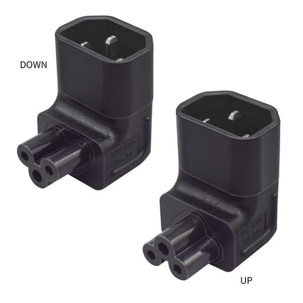 IEC320 C14 til C5 Strømstik Han til Hun Strømstik Adapter 10A 250V Bend down