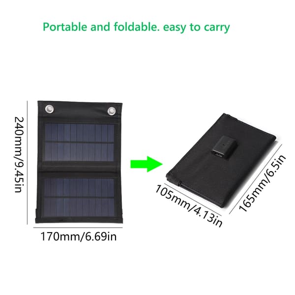 Solcellelader 10W Solcellelader Sammenleggbart Solcellepanel for Utendørs Camping