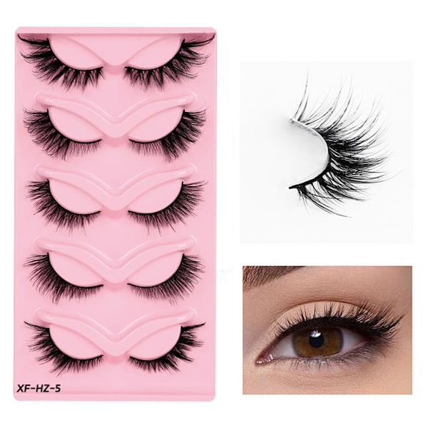 5 par Cat Eye Lashes Wispy Faux Mink Lashes Cat Eye Ögonfransar för kvinnor XF39-5