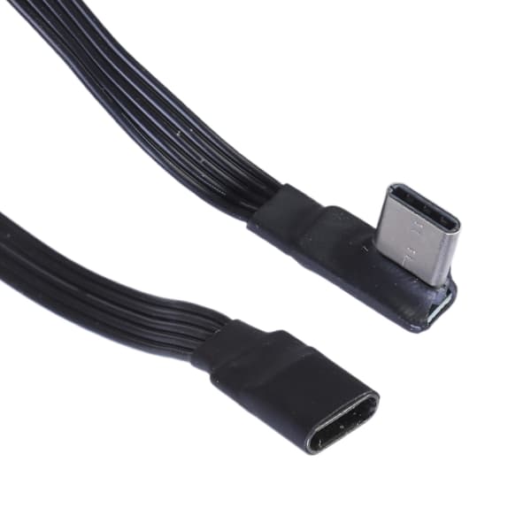 USB C Han til Hun USB C Synkroniseringsdatakabel 480mbps Data Ribbon Flad 0.15m elbow