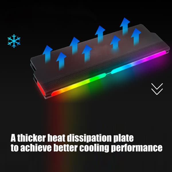 Metalkøleplade til DDR5 RAMs Desktop Hukommelse med ARGB Belysningsfunktion Black