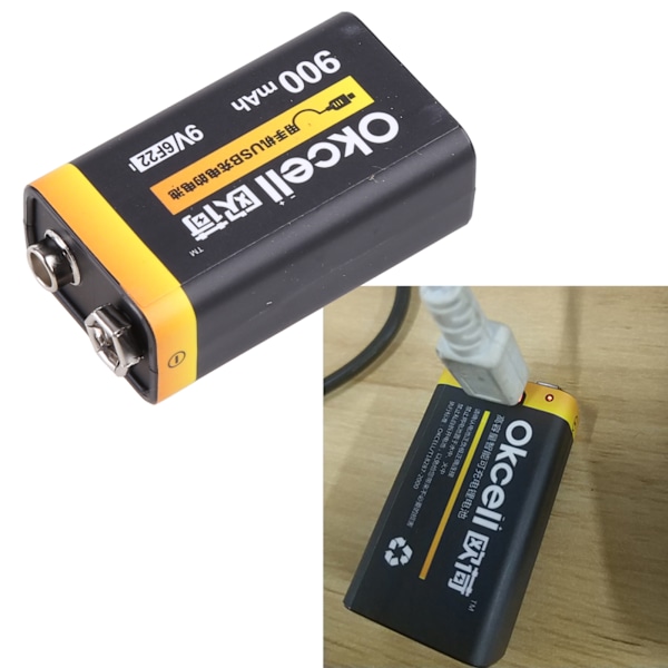 9V 900mAh Micro USB Laddningsbart Lipo-batteri för Multimeter Mikrofon Fjärrkontroll