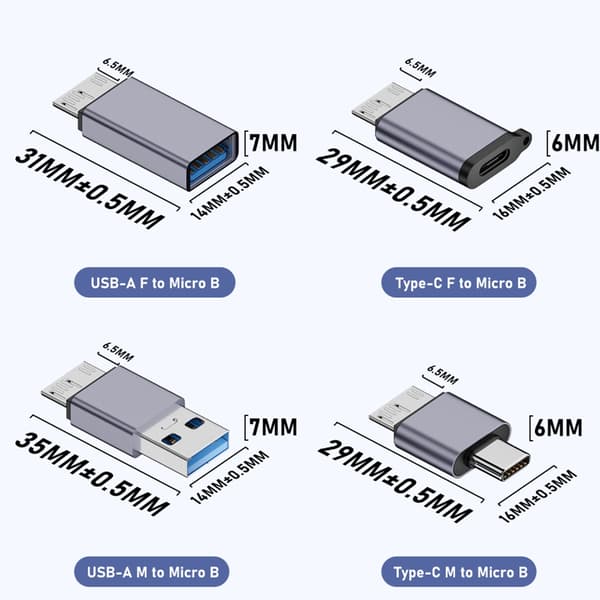 USB C - MicroB -sovitin USB 3.0 Type C naaras - MicroB urosmuunnin 10 Gbps null - USB male