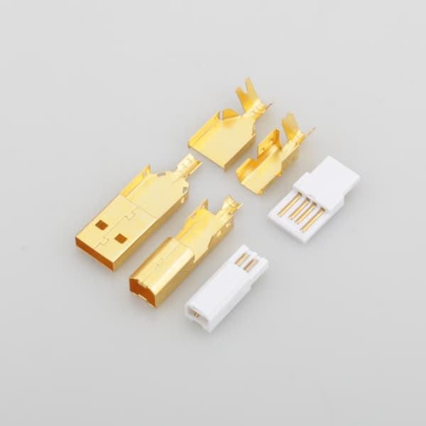 Guldpläterade USB-kontakter Typ A+B Laddningspluggar Svetskabeldekodare Adapter