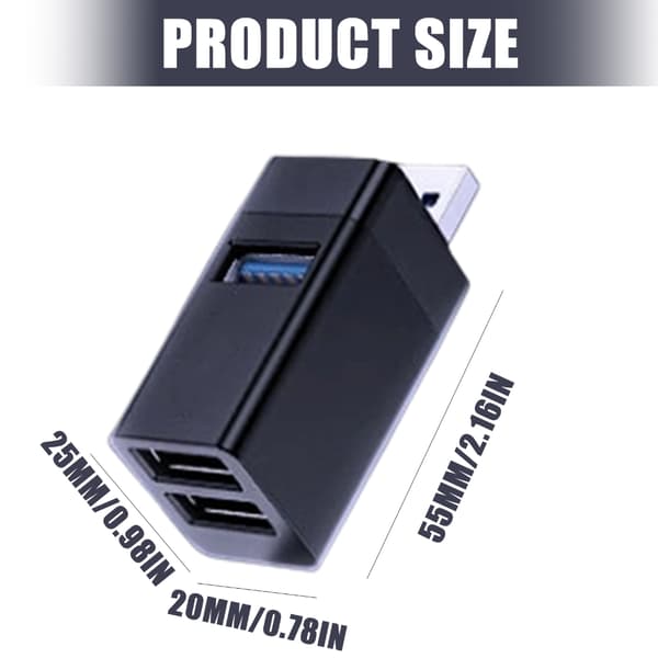 USB3.0 Hub USB2.0 Splitter Hurtig Hastighed Dataoverførsel 3 Port USB til Bærbar Black