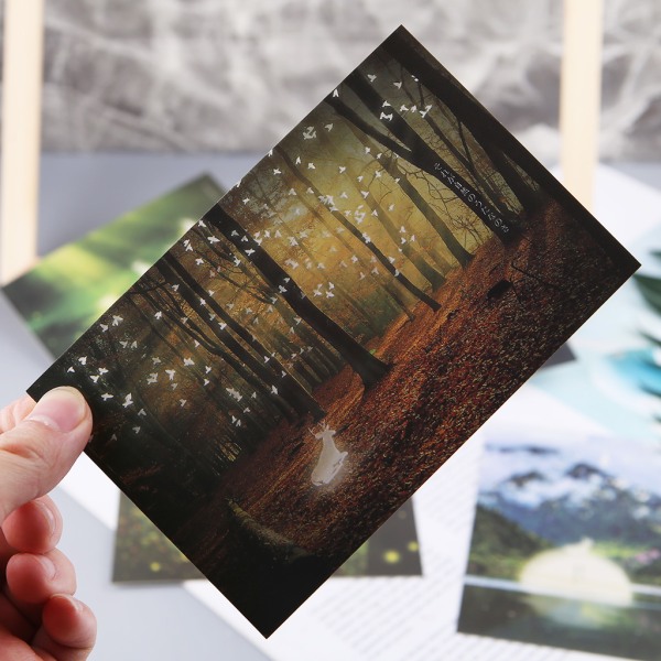 30st Vintage Luminous Postcard Glow In The Dark Forest Streamer Djurhälsning