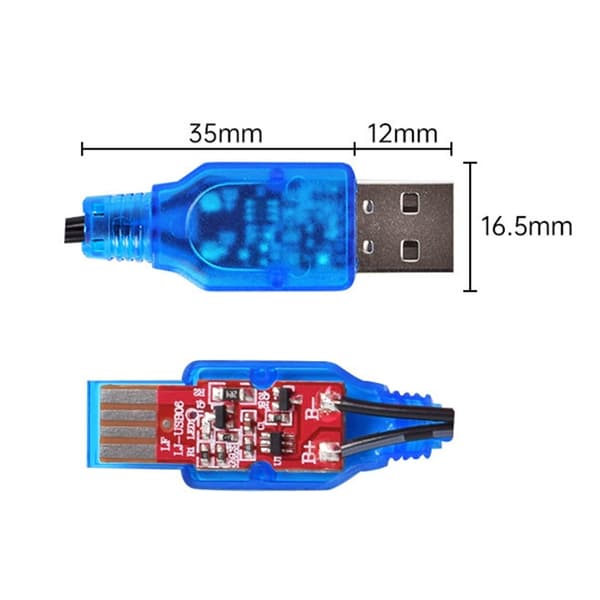 PH2.0 2P USB-ladekabel til 3,7V Lithium 18650-batterier i elektronik Reverse