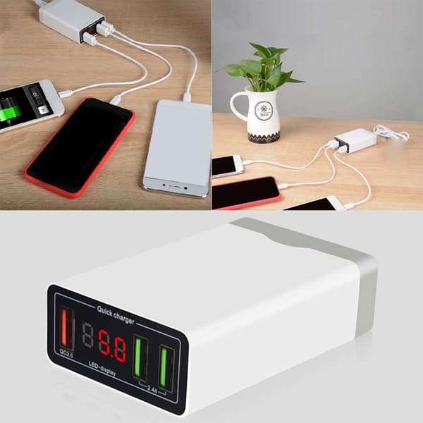 QC3.0 USB-laderklips 3-port USB hurtiglader hurtigladeblokk for Android