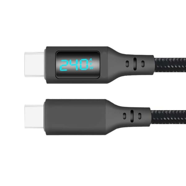 240W USB C til USB C-kabel Type C datakabel med LED-skjerm PD240W hurtiglading 1m