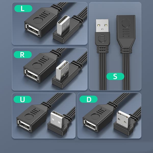 USB2.0 Förlängare USB Förlängningskabel 480Mbps Dataöverföring för USB-enheter 10cm - Left