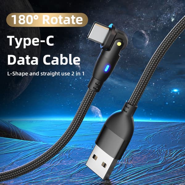 Fleksibel USB A til C-kabel USB til USB C-kabel for 3A-lading og 480 Mbps datakabel Black Micro 1m
