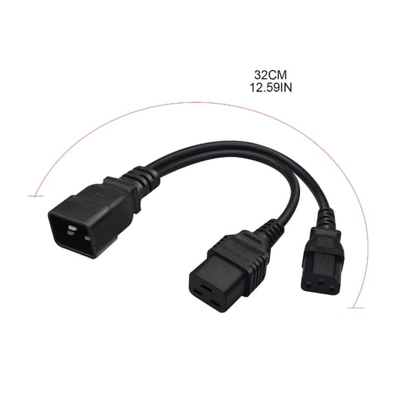 IEC 320 C20 til C13+C19 strømkabel C20 hann til C13+C19 Y-splitteradapter forlengelseskabel for datamaskin og skriver
