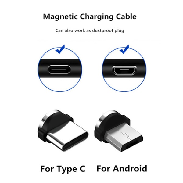 Magnetisk Laddaradapter Skyddar Mot Damm och Smuts Typ C Micro USB Ask-Säker U