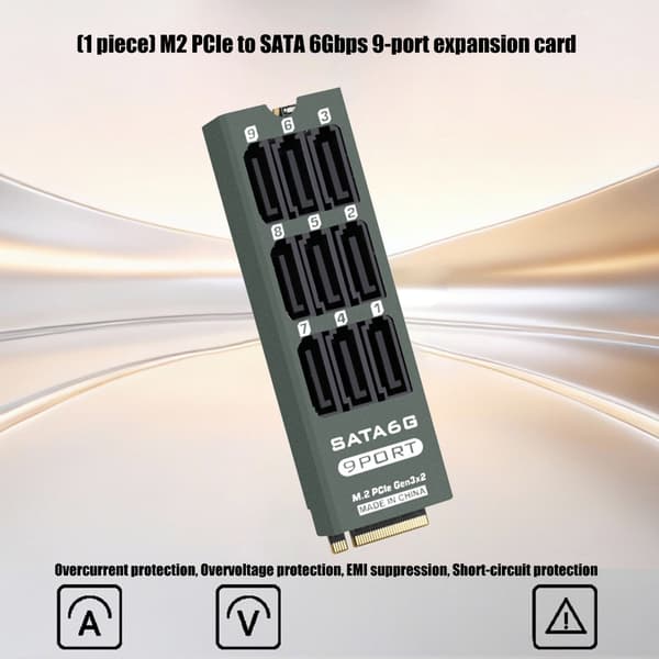 9-ports SATA3.0 6Gbps udvidelseskort til M.2 PCIe-forbindelse til datacentre