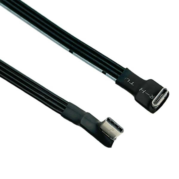USB 2.0 Typ C till Typ C Vinklad Platt Kabel för Dataöverföring och Laddningskabel för FPV, Disk, Telefon  0.6m - Bend test