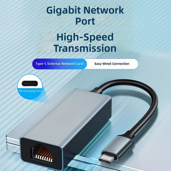 USB C netværksadapter med strømforsyning til stabilt onlinespil