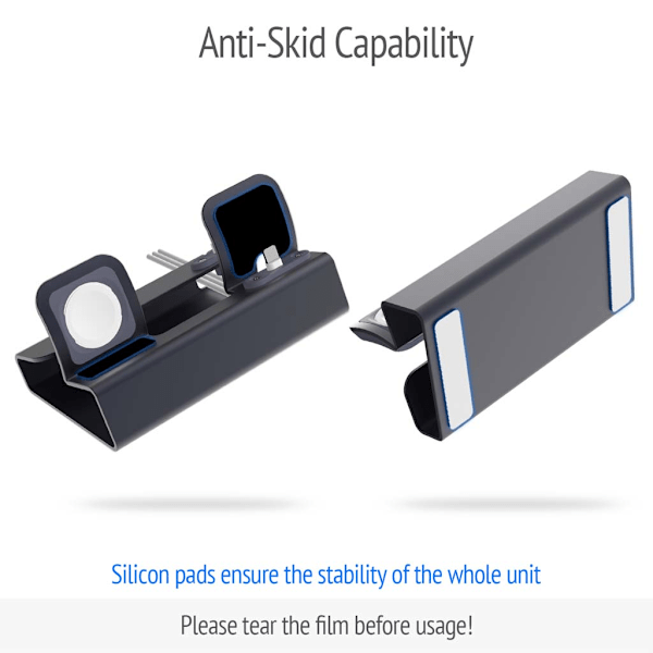 Metallladdningsstativ 3-i-1-laddare för  1/2 för Apple Watch Series 1/2/3/4 Nätadapter 1 st Gray