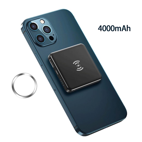 Magnetisk Trådlös Powerbank För 12 Pro Max Mini Portabel Laddare Externt Batteri Liten Powerbank För 12 Black