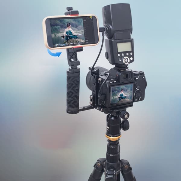 Robust Dobbelt Håndholdt Monteringsbur Til DSLR Kamera Stabilitetsramme null - Handle and cage