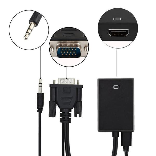 VGA til Konvertere Lyd Video Kabel Adapter VGA Input HDMI-kompatibel Output til Laptop null - Audio integrated