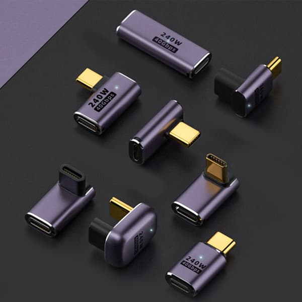 Multi-standard USB C-adaptrar U-formad rak vinkeladapter Typ C hona till Typ C hane 40 Gbps snabb dataadapter null - Female Stereo Bend