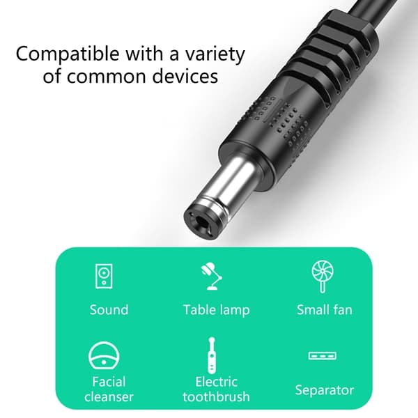 MultiLength USB til DC5V ladekabel for bærbare enheter 5V3A ladekabel 1.5m - 2.5x0.7mm