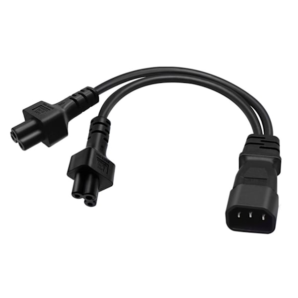 IEC C14 Hanututtag Förlängningskabel 3-polig Kontakt IEC320-C14 till IEC320-C5+C5 Konverteringsadapterkabel
