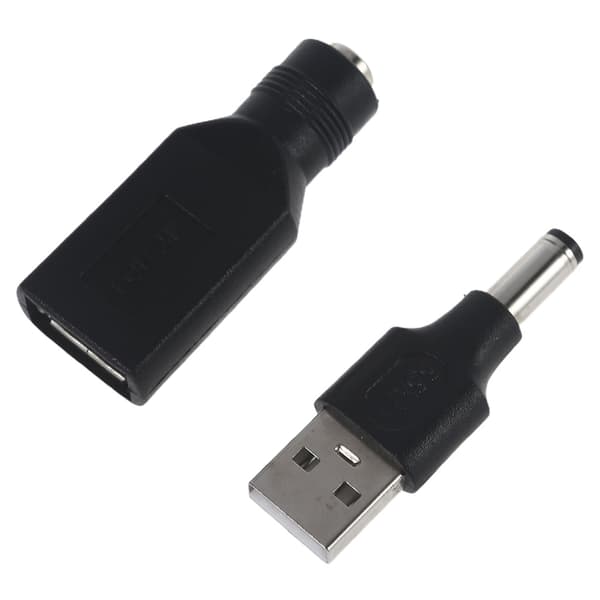 USB-DC-sovitin USB 2.0 A Naaras/Uros - DC 5.5x2.1mm Naaras/Uros Liitin