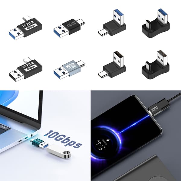USB C - USB3.1 -sovitinmuunnin tiedonsiirtoon 60WQC-latausliitin null - U shaped reverse vin