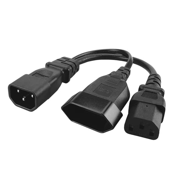 Y-splitter strømkabel C14 til IEC320 C13+EU4.0mm stikadaptere strømkabel
