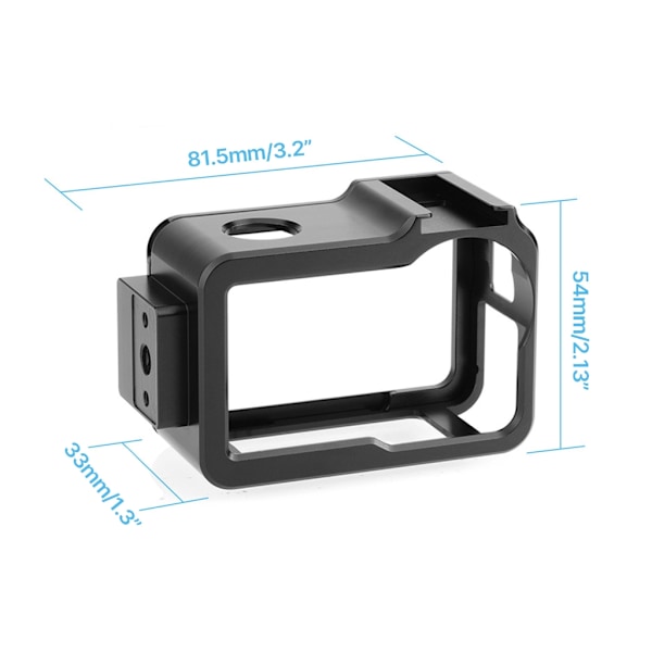 Aluminiumlegeringsram Skyddande Skal för Action 3/4 Kamera med 1/4 Skruvhål