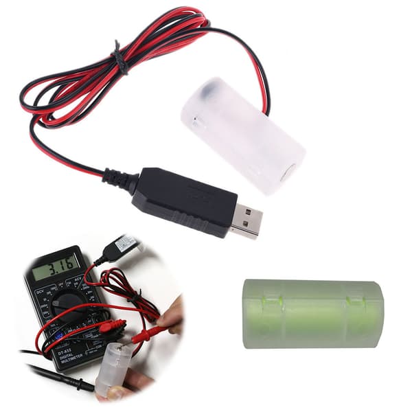 US stik USB strømforsyningsadapter Erstat 1-4 stk. 1,5 3 4,5 6V LR14 C batterier US Plug