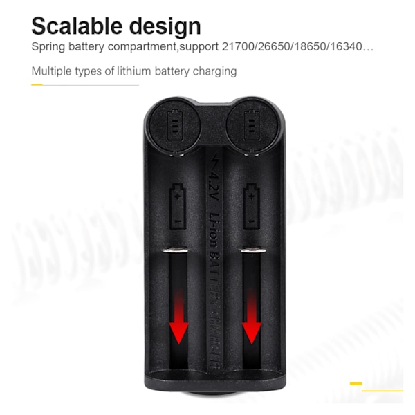 5V 2A Batteriladdare Li-ion Batteriladdningsdocka 2 Fack för 18650 16340 2665