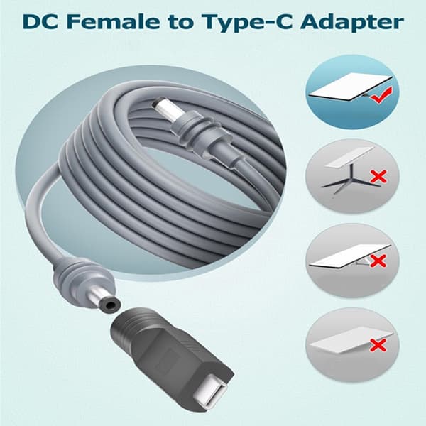 DC5521 till USB C Adapter för Mini Parabolantenn 20V Ingång Typ C till DC5.5x2.1mm Konverterare Stöder 100W Laddning null - Style B
