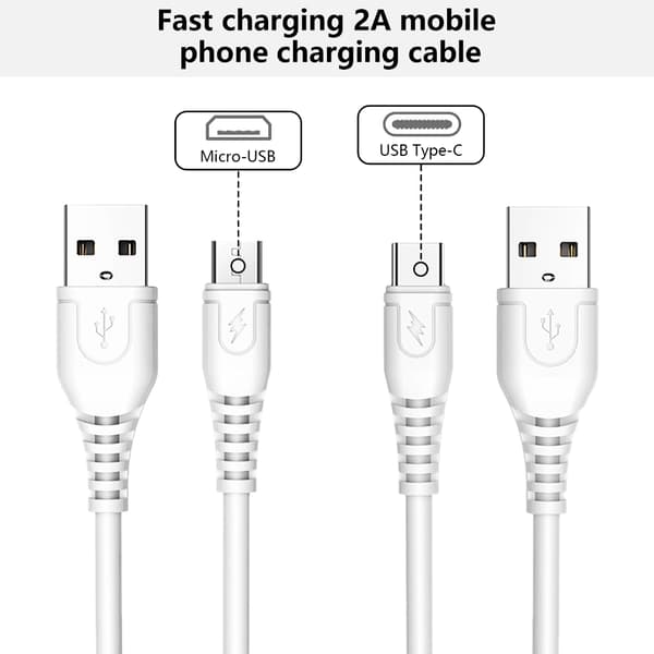 USB - Type C/USB 5Pin -datakaapeli, 2A pikalatausvirtajohto 100cm Micro USB 2A