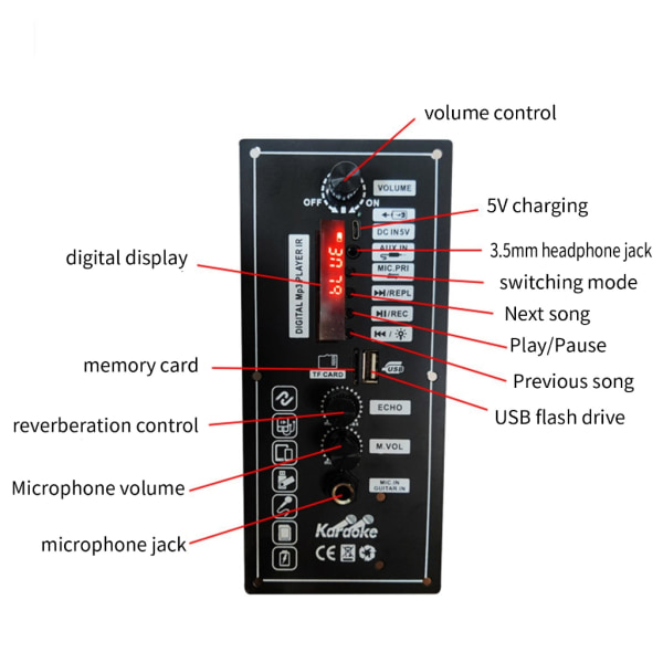 3,7V Amplifier Board Square Dance Speaker Amplifier Support Bluetooth-kompatibel