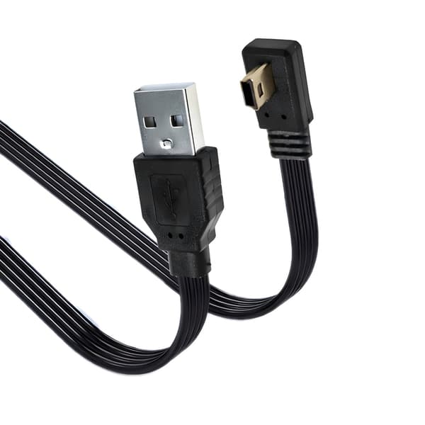 Vinkelret USB til Mini USB-kabel Silikone Fladt Kabel Egnet til Opladning 1m Bend down