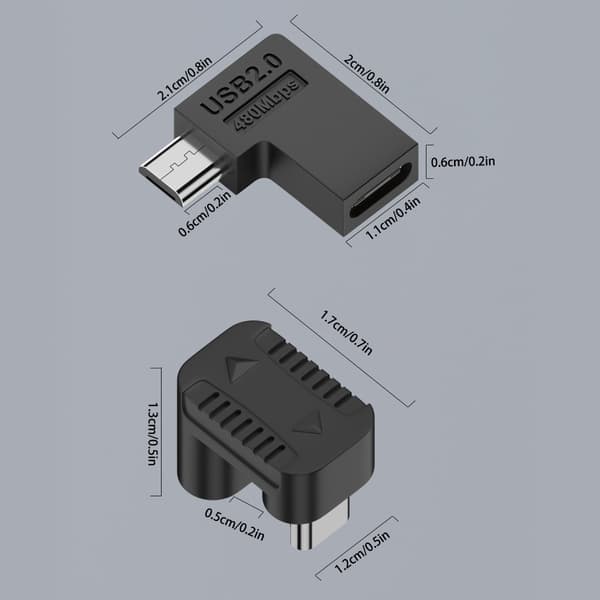 Micro USB till Typ C Dataöverföring Konverteringskontakt för Smartphone Navigation null - Bend left