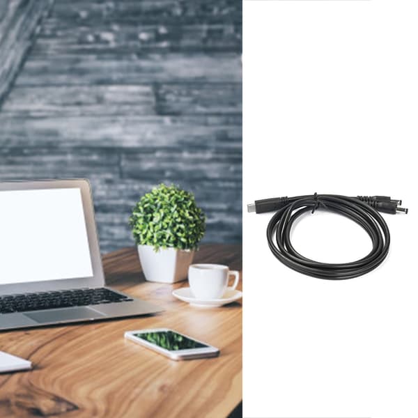 USB C til Dobbel DC5.5x2.5mm Strømledning for 20V Gadgets og Laptoper 65W Kapasitet 1M