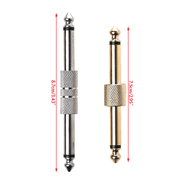 1/4\" 6,35 mm MONO Jack Hane till Hane Kopplingsplugg Adapter för Gitarr Effekter Pedal Gold
