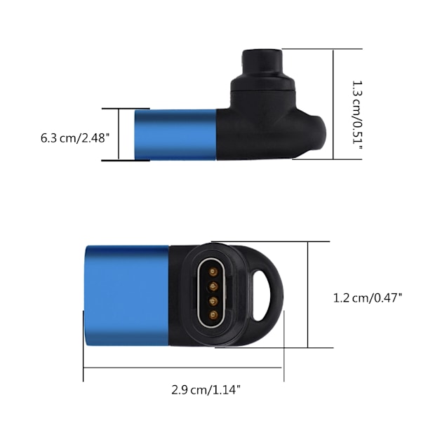 Laddarkontakt Smartwatch USB Typ C till 4-stifts Laddningsomvandlare Portabel Gray