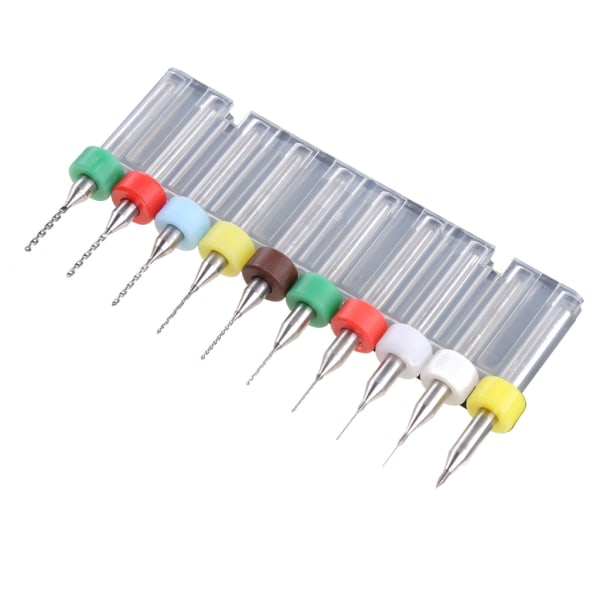 10 st 0,1 mm till 1,0 mm PCB-tryckta kretskortskarbidmikroborrbitar Set Verktyg
