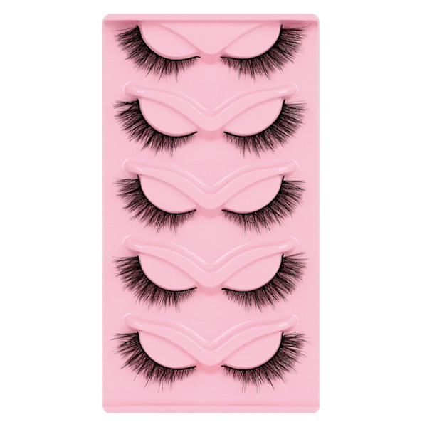 5 par Cat Eye Lashes Wispy Faux Mink Lashes Cat Eye Ögonfransar för kvinnor XF39-5