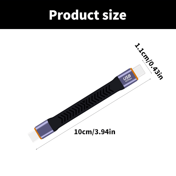 Kort USB C till C-kabel för snabb laddning och dataöverföring 100W Power Delivery, 40Gb