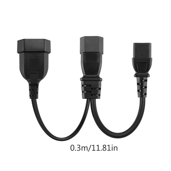 Y-splitter strømkabel C14 til IEC320 C13+EU4.0mm stikadaptere strømkabel