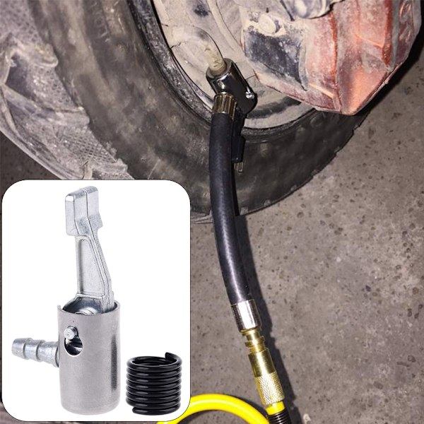 Uppgraderad Däckpump Lås på Luftchuck Mini Luftkompressor Bärbar Däckpump Däckchuck Slangände Slangreparation Verktyg
