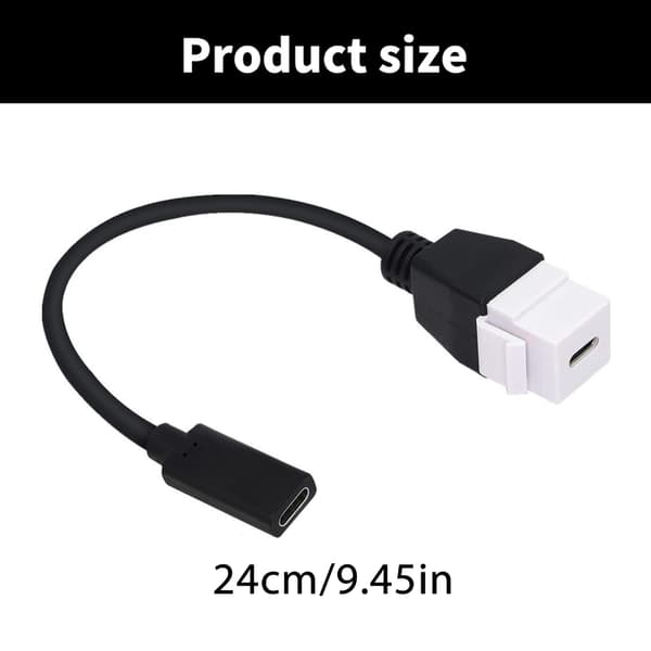 Snabb Laddning USB 3.1 Typ C Keystone Förlängningskabel för Väggkontakter White