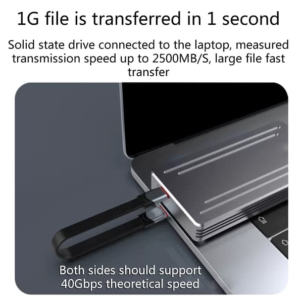 Til 3 kabel 60W 40Gbps til 3 certificeret USB C kabel til MacBook med Emark chip 150MM - B