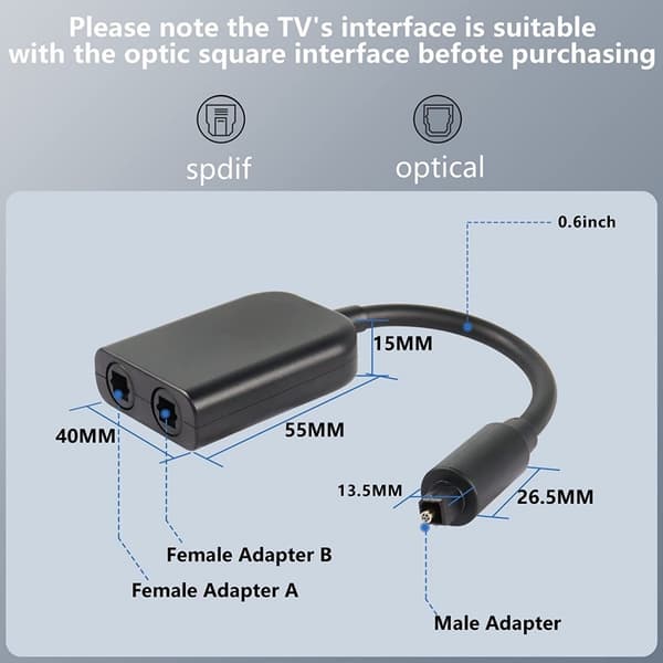 Digital Optisk Splitter för Hemmabio Hörlurar TV Silver style