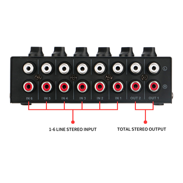 CX600 Mini Stereo 6-kanals Passiv Mixer Multi-kanals Mixer Audio Stereo Mixer